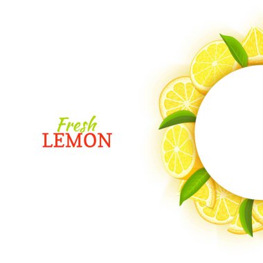 Yarım daire Beyaz çerçeve lezzetli tropikal limon oluşur. Vektör kartı çizim. Sarı kireç narenciye yarı yuvarlak çerçeve tasarımı gıda ambalaj suyu kahvaltı kozmetik çay için detoks diyet