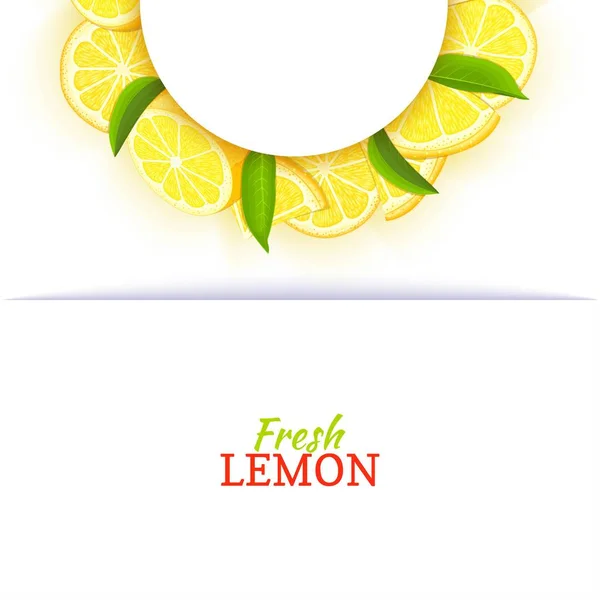 Полукруглая белая рамка из вкусного тропического лимона. Векторная иллюстрация карты. Желтая лаймовая цитрусовая полукруглая рамка для дизайна упаковки пищевых соков — стоковый вектор