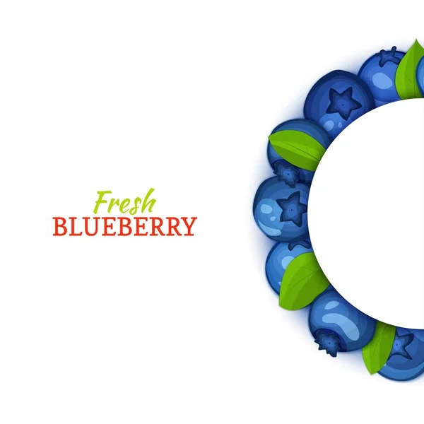 Ημικύκλιο χρωματιστό πλαίσιο που αποτελείται από νόστιμα βακκινίων φρούτων. Vector εικονογράφηση κάρτας. Μπλε Μύρτιλλο μισό γύρο πλαίσιο για το σχεδιασμό συσκευασίας τροφίμων χυμός πρωινό καλλυντικά τσάι detox δίαιτα. — Διανυσματικό Αρχείο
