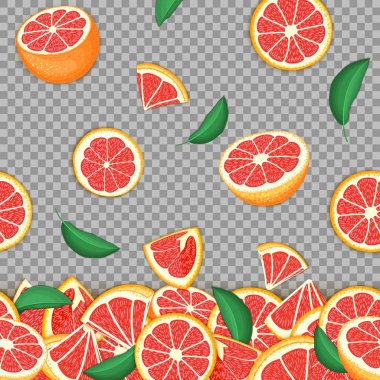 Düşme tropikal arka plan kırmızı pomelo meyve. Vektör kartı çizim. Greyfurt seamless modeli narenciye gıda ambalaj Kahvaltı, Detoks, kozmetik krem, reçel, meyve suyu tasarım vektör