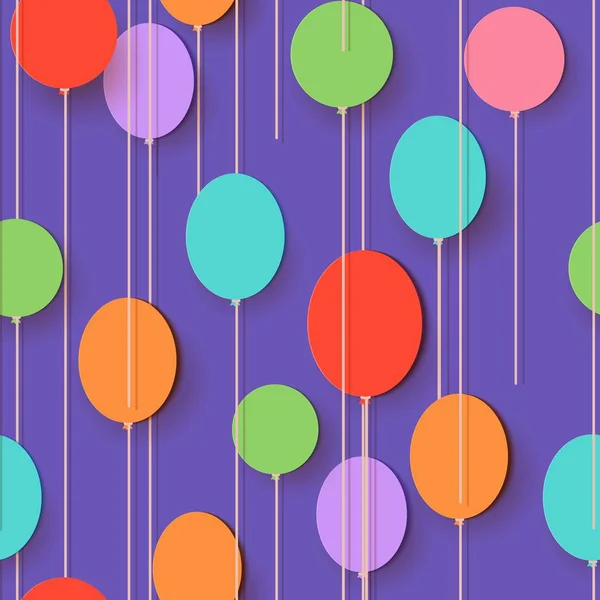 Kağıt balonları kes. Seamless modeli. Vektör aplike kartı çizim. Düz şenlikli uçan balon dekorasyon tasarımı için kutlamak yıldönümü el ilanı parti afiş hediye doğum günü — Stok Vektör