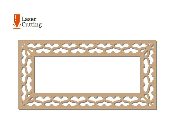 Lasergeschnittenes Panel. Vektorrahmenvorlage für den Schnitt auf Lasermaschine. Kunst Silhouette Design. Vektorkartenillustration zur Gestaltung von Fotorahmen, Einladungsdekorationen. — Stockvektor