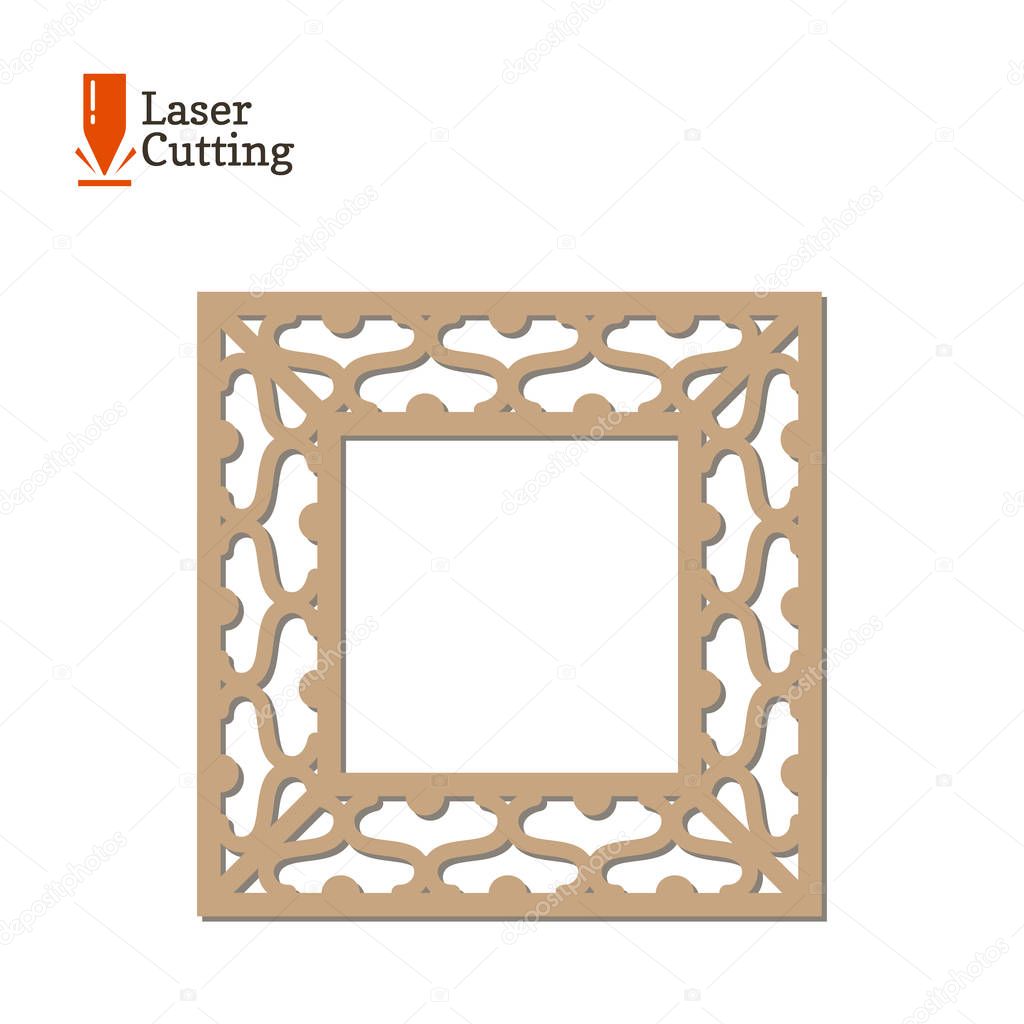 Laser cut panel. Vector frame template for cut on laser machine. Art