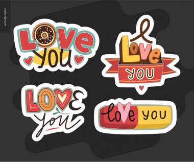 Çağdaş kız Love You mektup logo kümesi