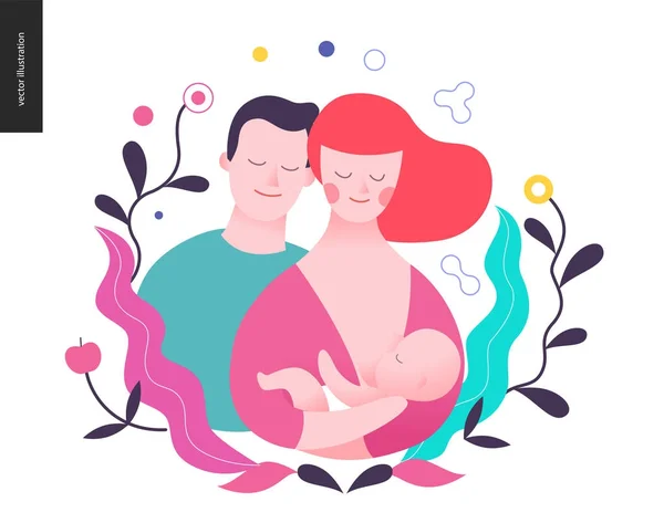 Reproduction - a breeding woman, baby and a man — Stock Vector