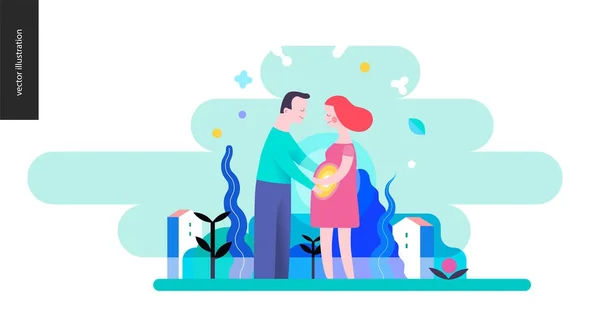 Reproduction - a pregnant couple — Stock Vector