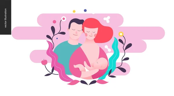 Reproduction - a breeding woman, baby and a man — Stock Vector