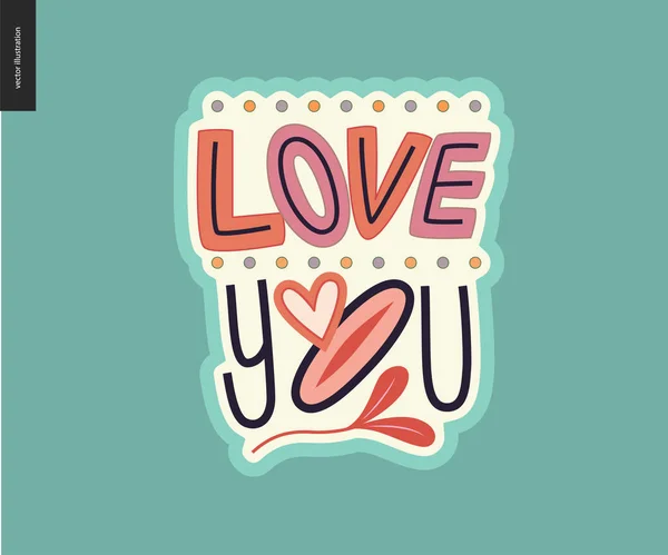 Zeitgenössisches Girlie Love You Letter Logo — Stockvektor