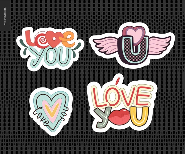 Σύνολο σύγχρονης κοριτσάκι Love You επιστολή λογότυπο — Διανυσματικό Αρχείο