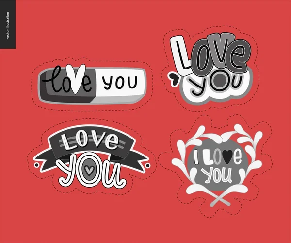 Ensemble de fille contemporaine Love You lettre logo — Image vectorielle