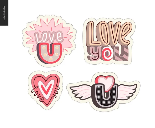 Çağdaş kız Love You mektup logo kümesi — Stok Vektör