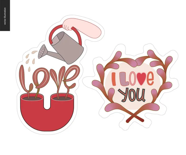 Set di logo della lettera d'amore femminile contemporanea — Vettoriale Stock