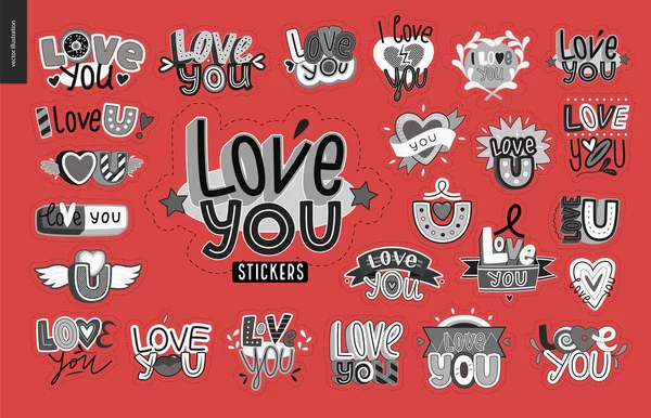 Çağdaş kız Love You mektup logo kümesi — Stok Vektör