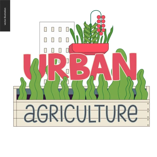 Logotipo da agricultura urbana e jardinagem — Vetor de Stock