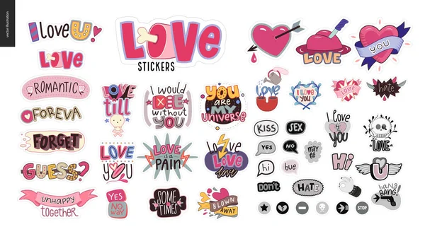 Zestaw współczesnej dziewuszka miłość list logo — Wektor stockowy