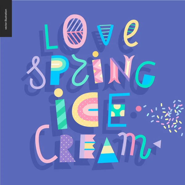 Láska na jaře zmrzlina nápisy — Stockový vektor