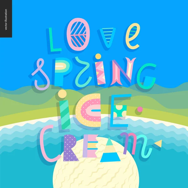 Láska na jaře zmrzlina nápisy — Stockový vektor