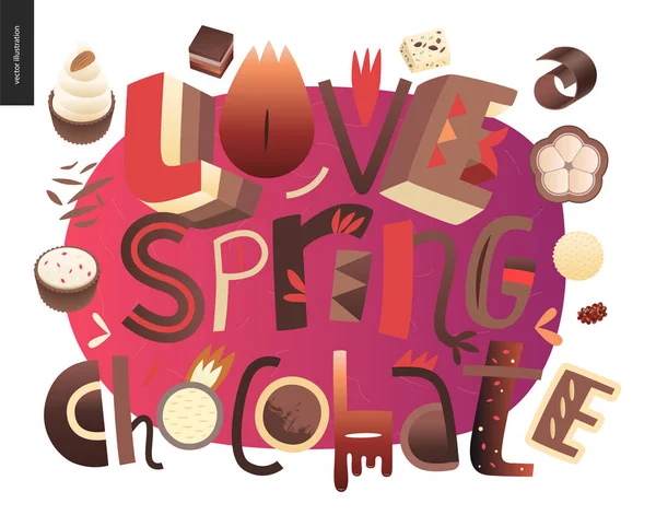Love spring chocolate — Stock Vector