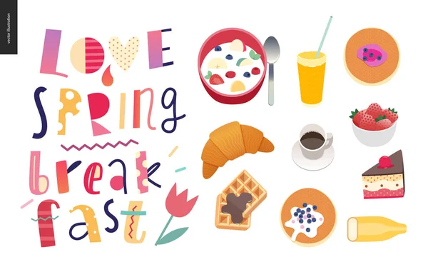 Любовь, весна, завтрак — стоковый вектор