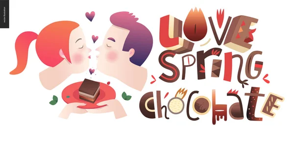 Amor primavera chocolate — Archivo Imágenes Vectoriales
