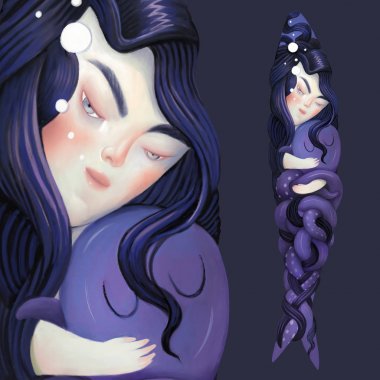 Deniz kızı ve onu evde beslenen hayvan