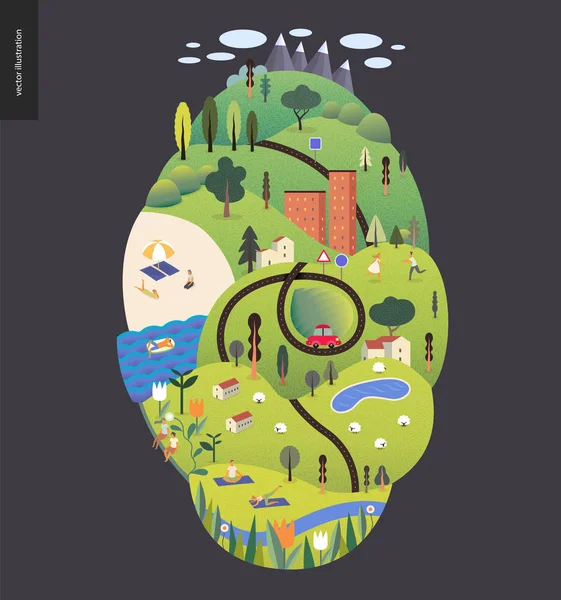 Paisaje marino mágico de verano — Vector de stock