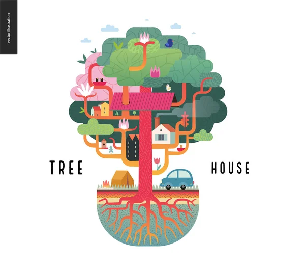 Ağaç ev kavramı — Stok Vektör