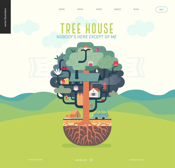 Tree house koncepció — Stock Vector