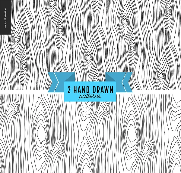 Seamless black and white hand drawn wood pattern — Stock Vector