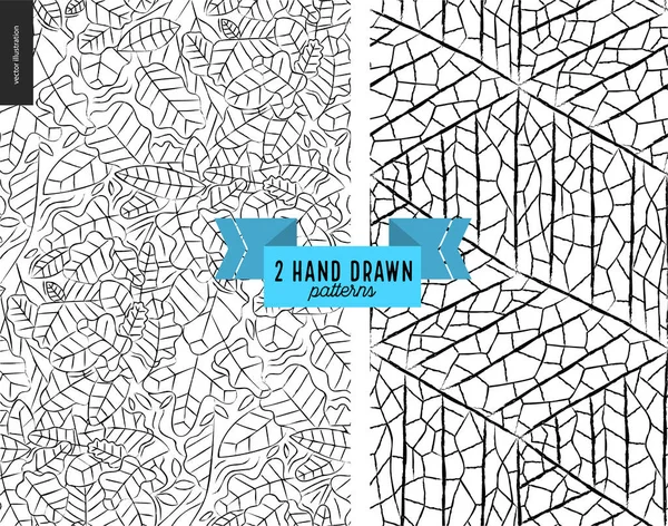 Seamless black and white hand drawn wood pattern — Stock Vector