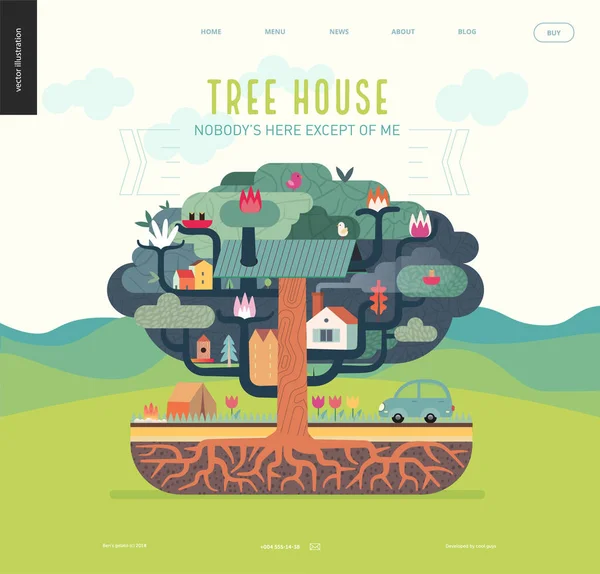 Concepto de casa árbol — Vector de stock