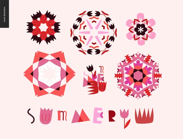 Summer kaleidoscopic patterns — Stock Vector