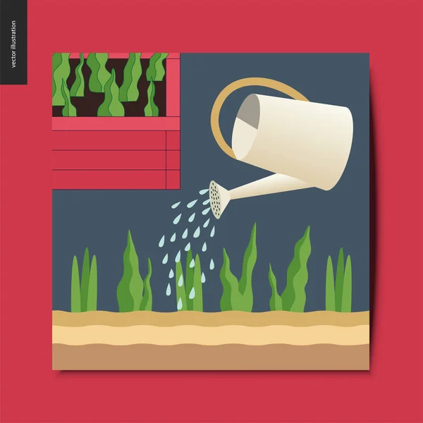 Simple things - watering — Stock Vector