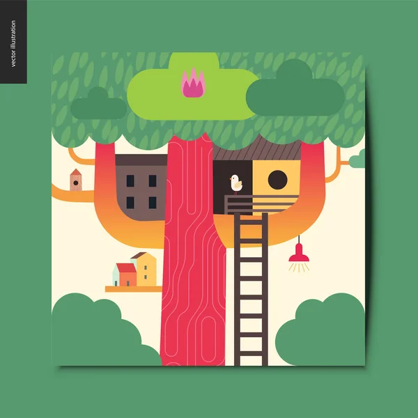 Des choses simples - cabane dans les arbres — Image vectorielle