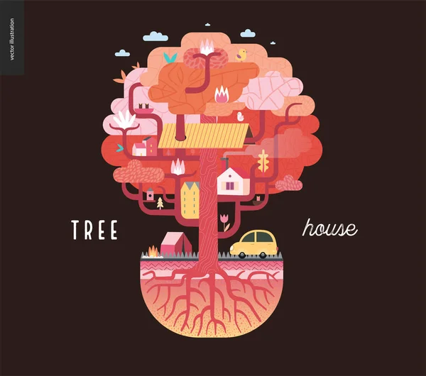 Tree house koncepció — Stock Vector