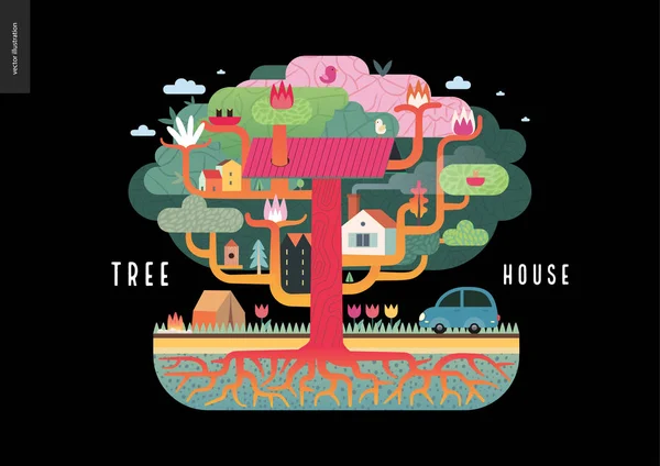 Concepto de casa árbol — Vector de stock