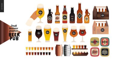 Bira fabrikası, zanaat bira barı - küçük işletme grafikleri - bira