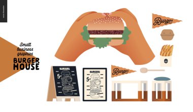 Burger House - küçük işletme grafikleri - restoran elemanları
