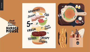 Burger House - küçük işletme grafikleri - restoran yemekleri ve poster