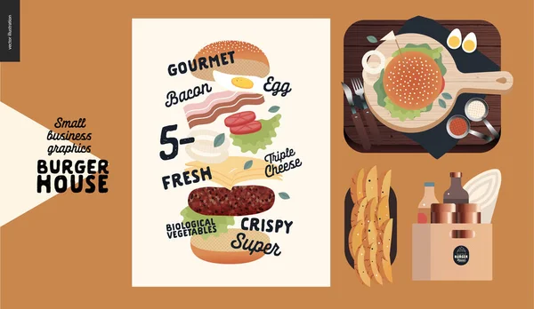 Burger House - küçük işletme grafikleri - restoran yemekleri ve poster