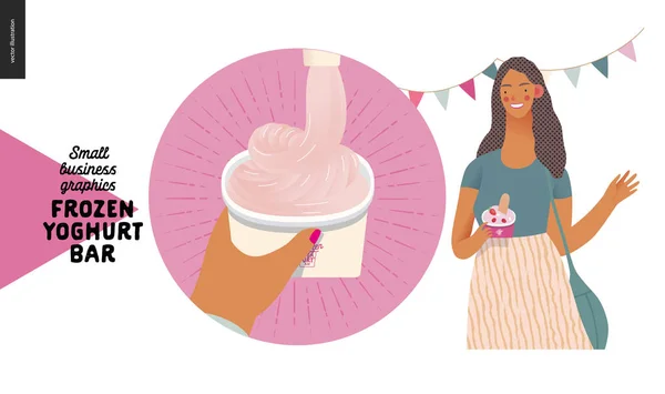 Barra de iogurte congelado - gráficos de pequenas empresas - ícone do blog — Vetor de Stock
