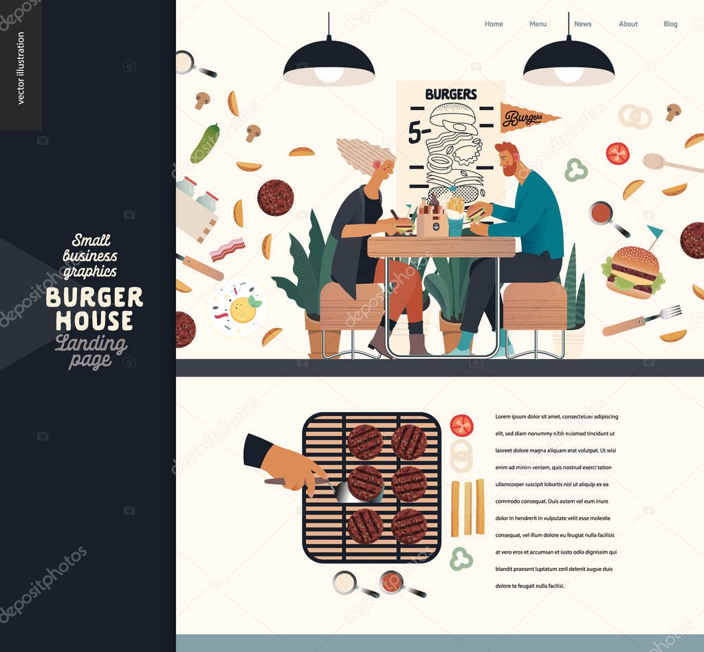 Burger house - small business graphics - landing page design template