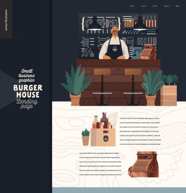 Burger House - küçük işletme grafikleri - iniş sayfası tasarım şablonu
