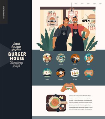 Burger House - küçük işletme grafikleri - iniş sayfası tasarım şablonu