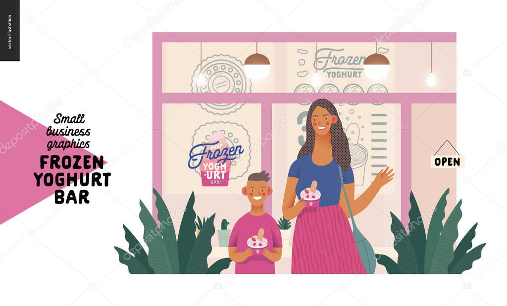 Frozen yoghurt bar - small business graphics - customers