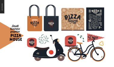 Pizza evi - küçük işletme grafikleri - markalı elementler ve dağıtım