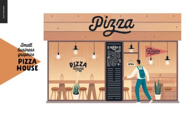 Pizza evi - küçük işletme grafikleri - restoran cephesi