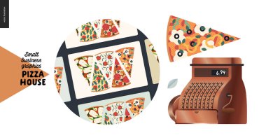 Pizza evi - küçük işletme grafikleri - hediye kartı simgesi