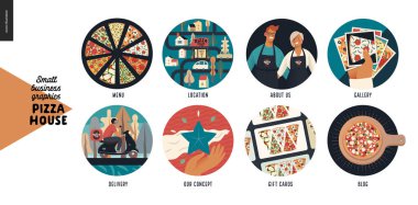 Pizza evi - küçük işletme grafikleri - simgeler