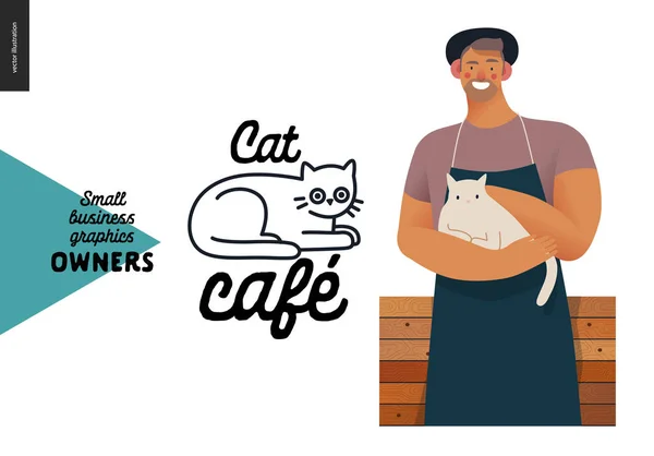 Proprietários - gráficos de pequenas empresas - cat cafe — Vetor de Stock